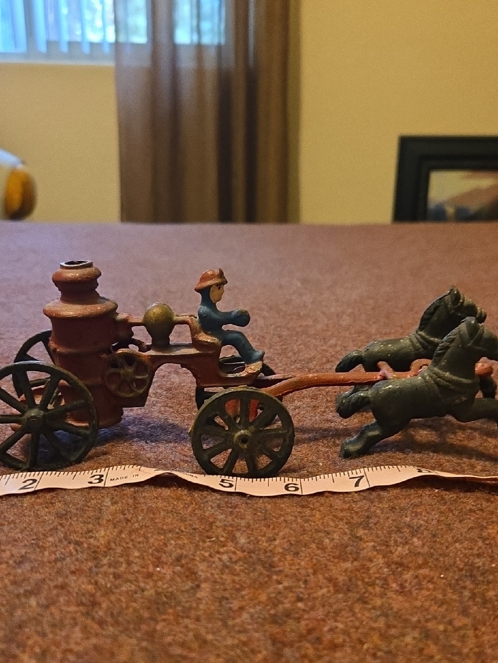 Vintage Cast Iron Fire Engine Toy Horsedrawn